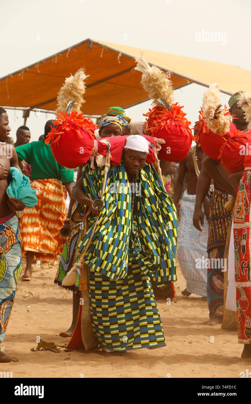 Voodoo festival Benin, Ouidah at the beach, rituals, dancing, singing ...