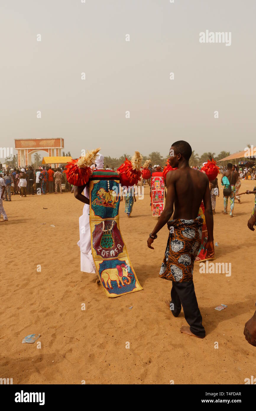 Voodoo festival Benin, Ouidah at the beach, rituals, dancing, singing ...