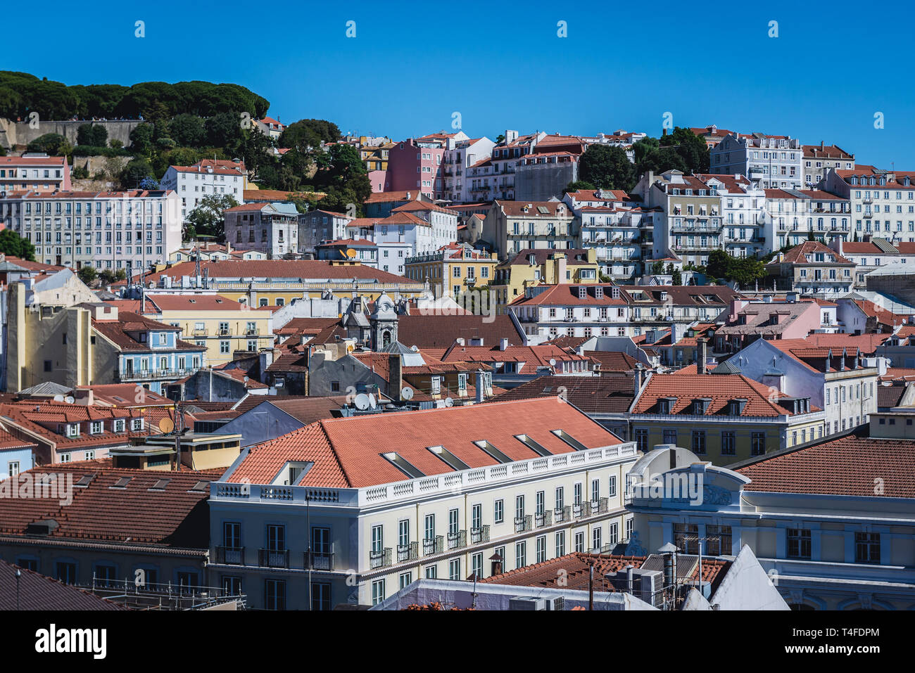 Aerial view from Rua Augusta Arch in Lisbon, Portugal Stock Photo