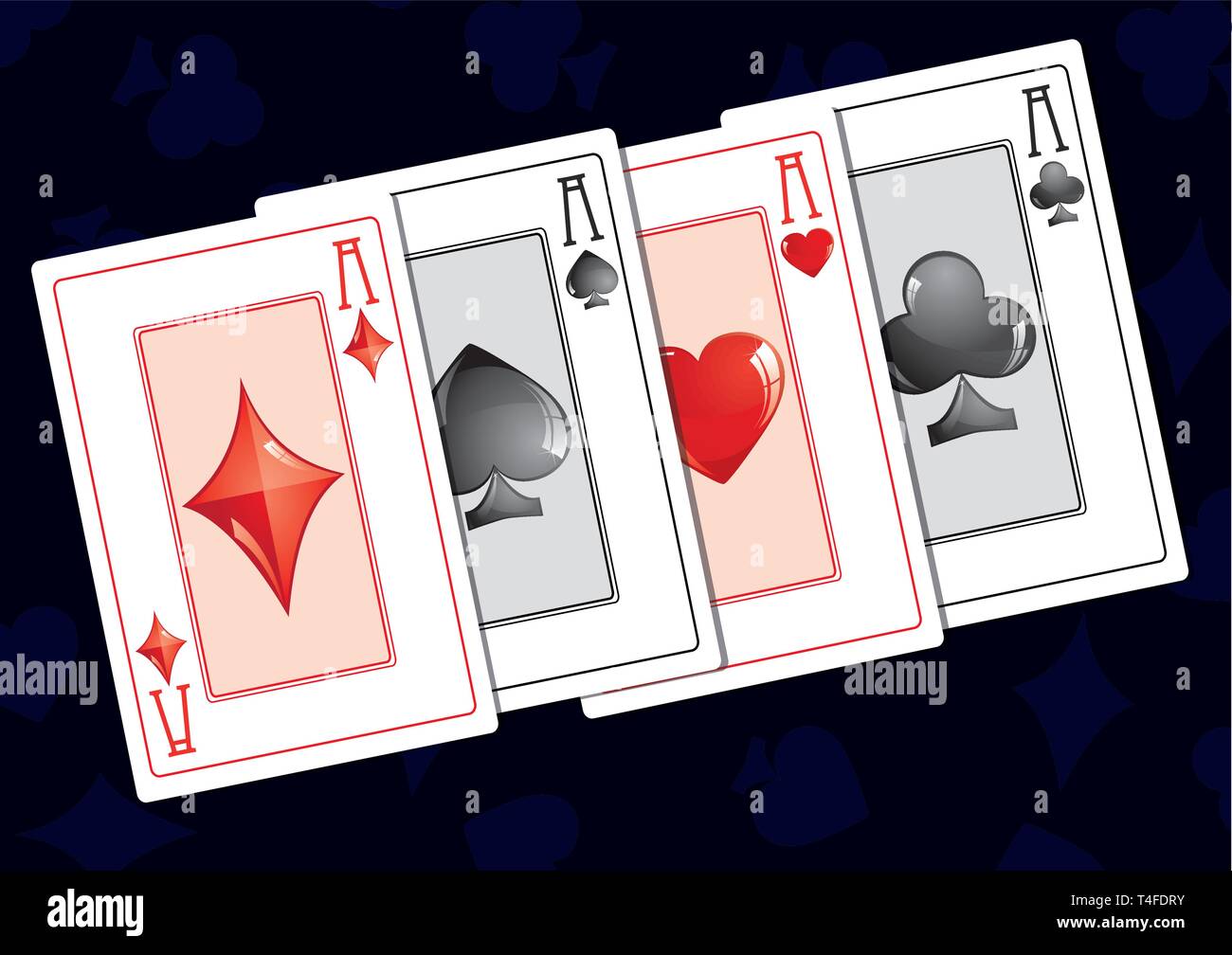 Quads aces on dark background, vector illustration Stock Vector