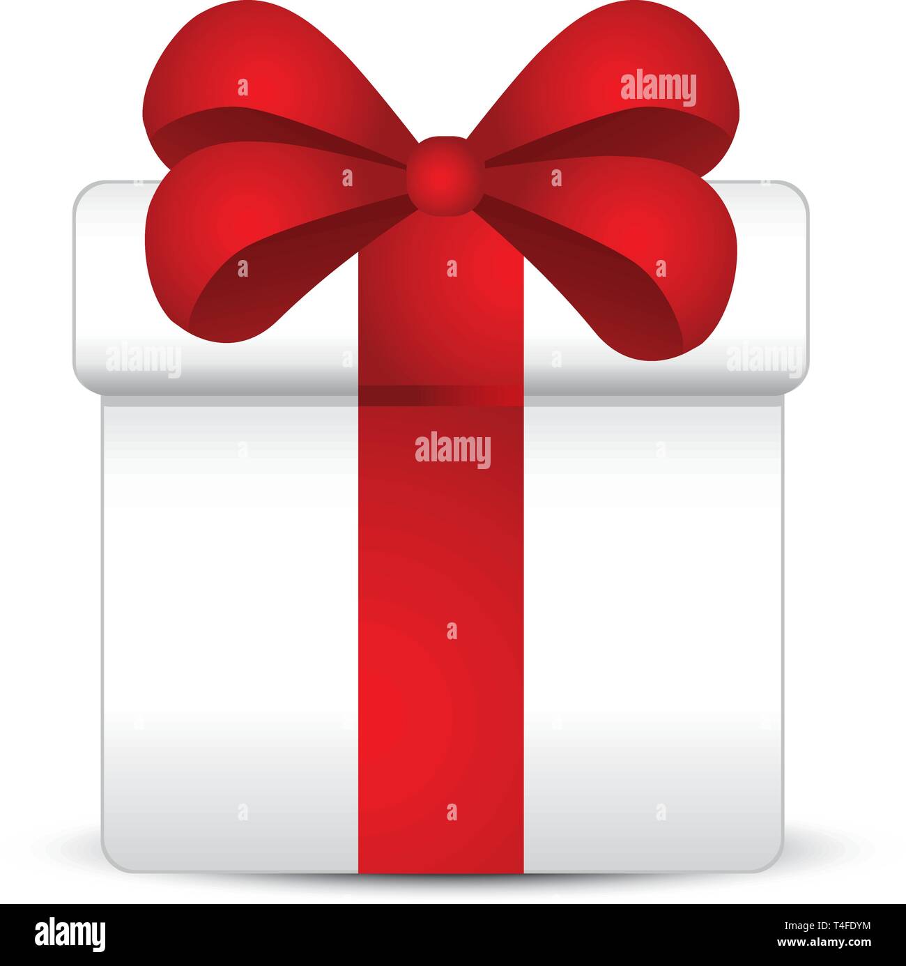 White gift box with red ribbon, vector illustration Stock Vector Image ...