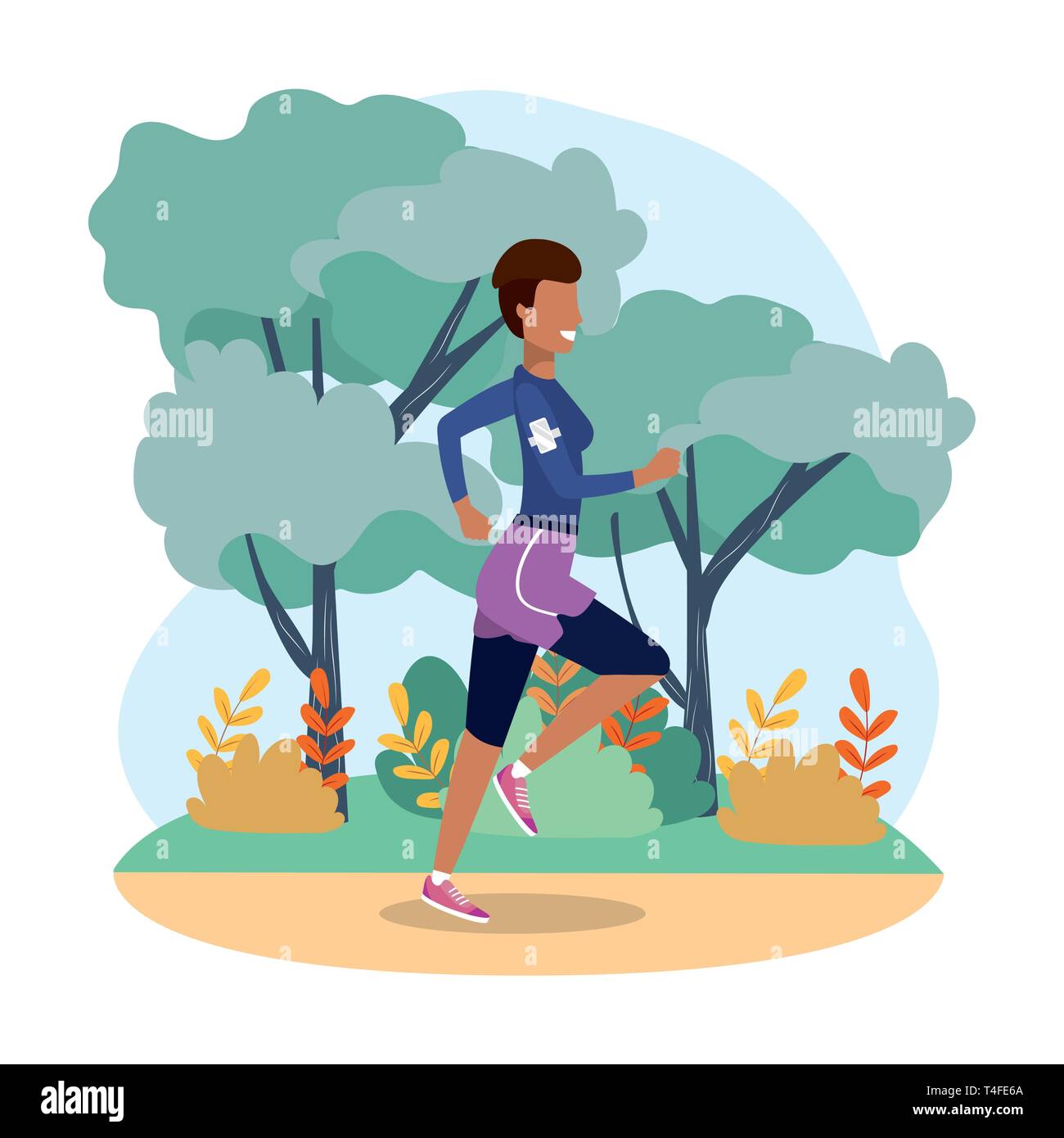 Running Pictionary woman practice running activity in the lanscape vector illustration ...
