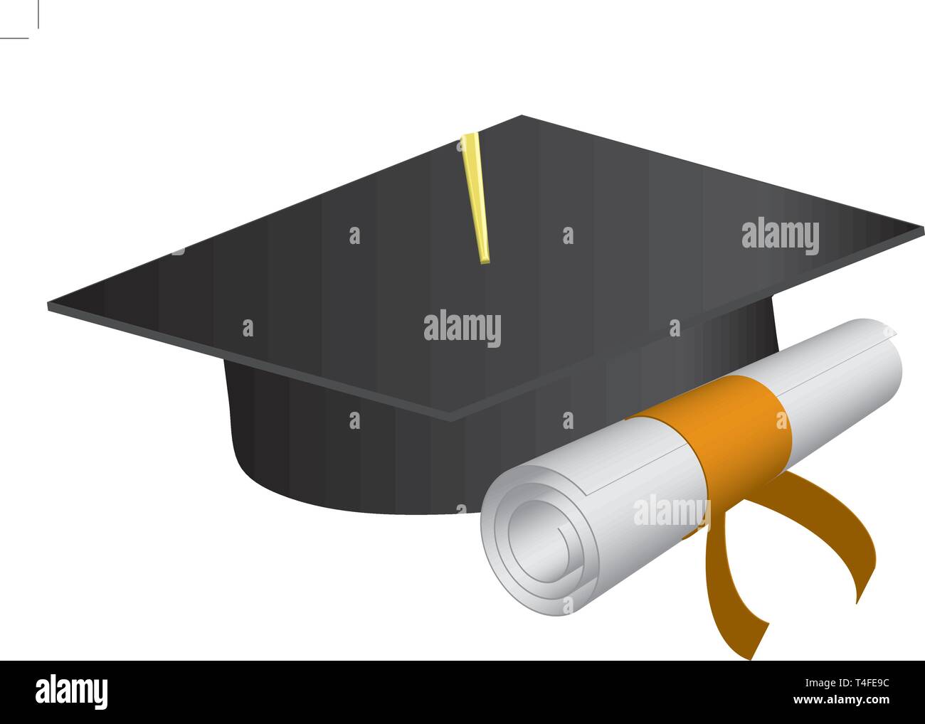 Graduation cap and diploma on a white background., vector illustration Stock Vector