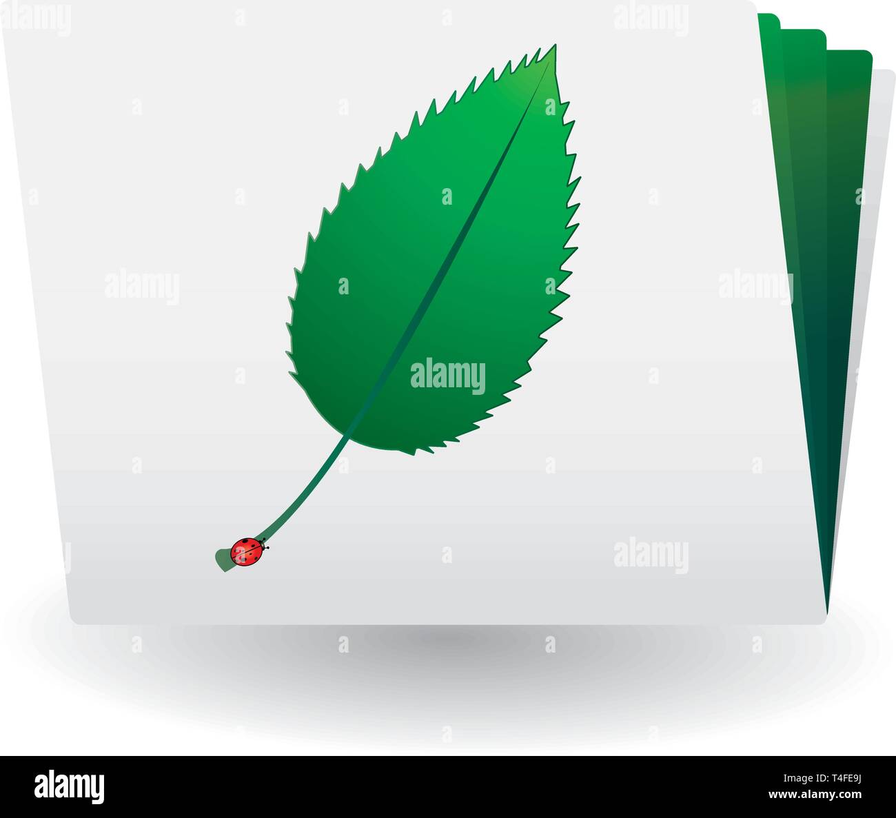 Catalog with green leaf and ladybird on top, vector Stock Vector