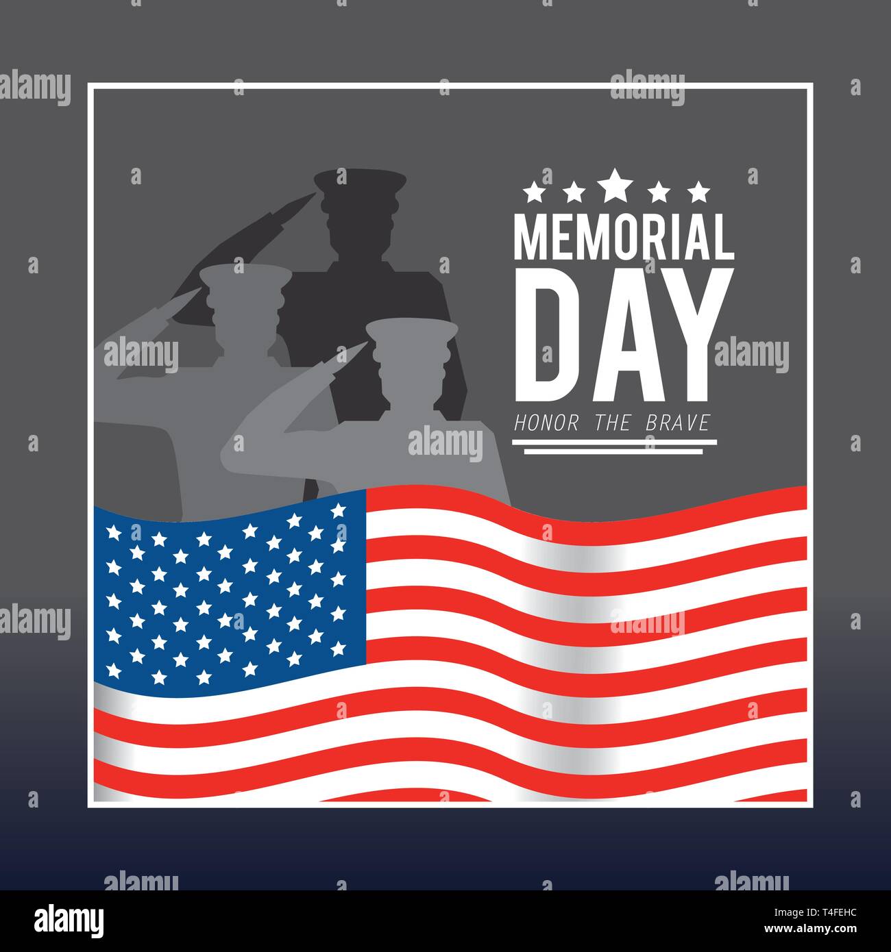 usa flag wiyh military men to memorial day vector illustration Stock ...
