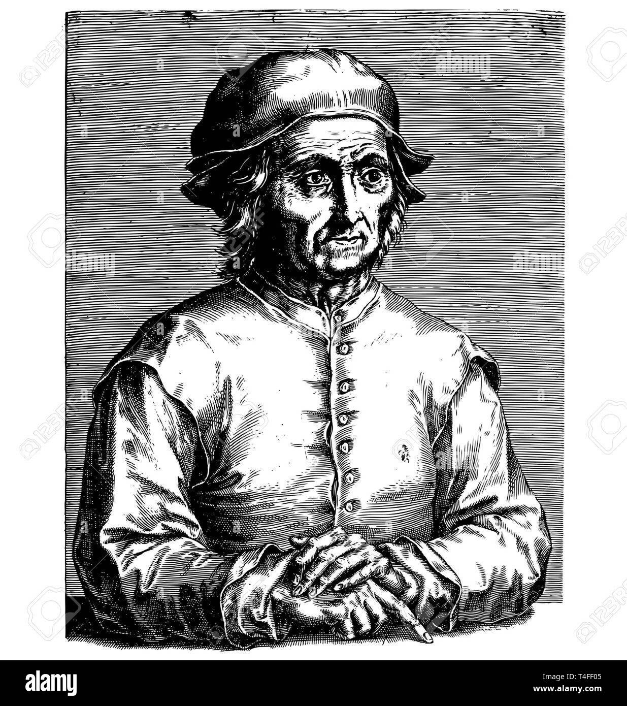 Etching portrait, vector drawing of famous painter Hieronymus Bosch Stock  Photo - Alamy