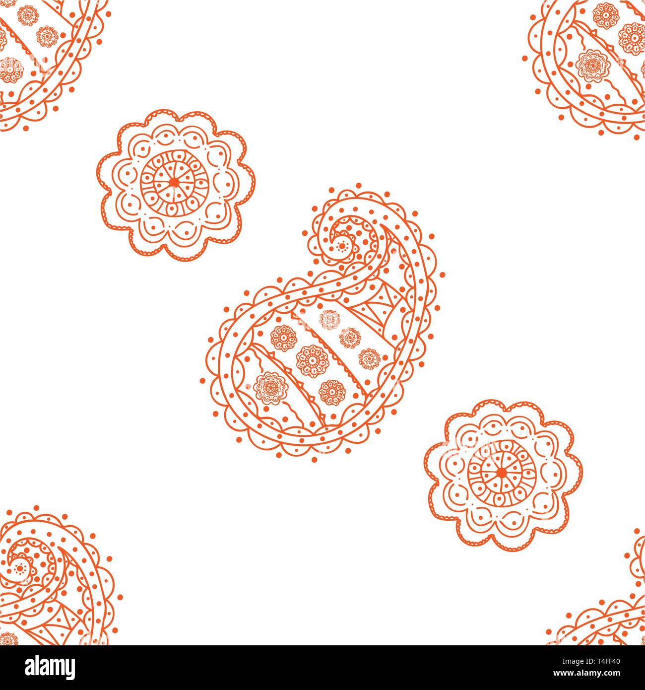 Indian ornaments (cucumbers) - seamless pattern. Flower buds and paisley, Indian cucumber, or, if quite exactly, buta - the pattern is very ancient. Stock Vector