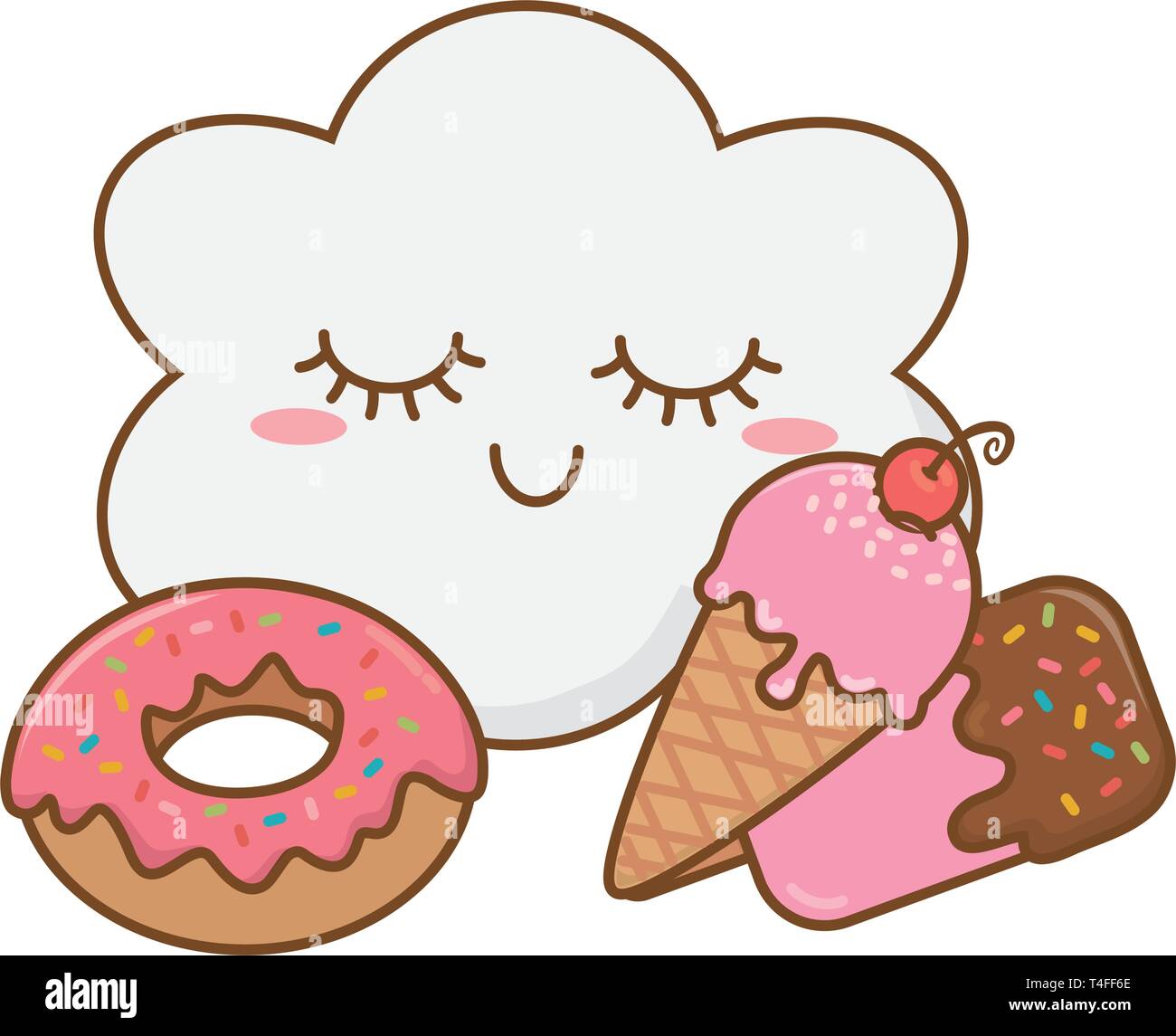 ice cream and ice lolly and donut icon cartoon vector illustration