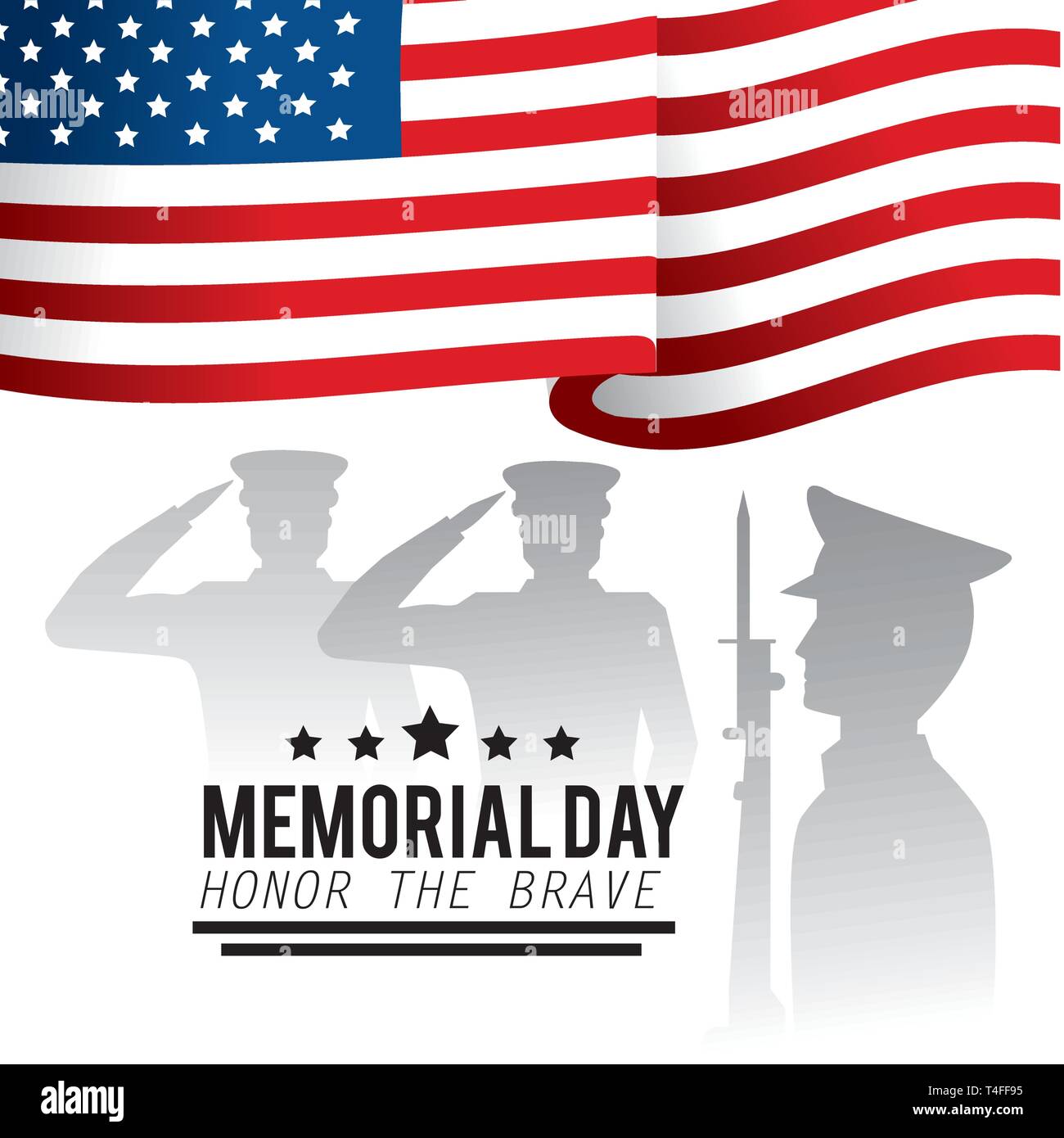 military men and usa flag to memorial day vector illustration Stock ...