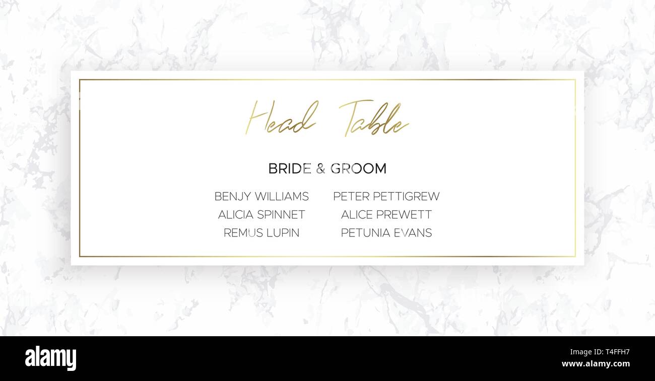 Head Table Bride and groom template. Gray marble Stock Vector