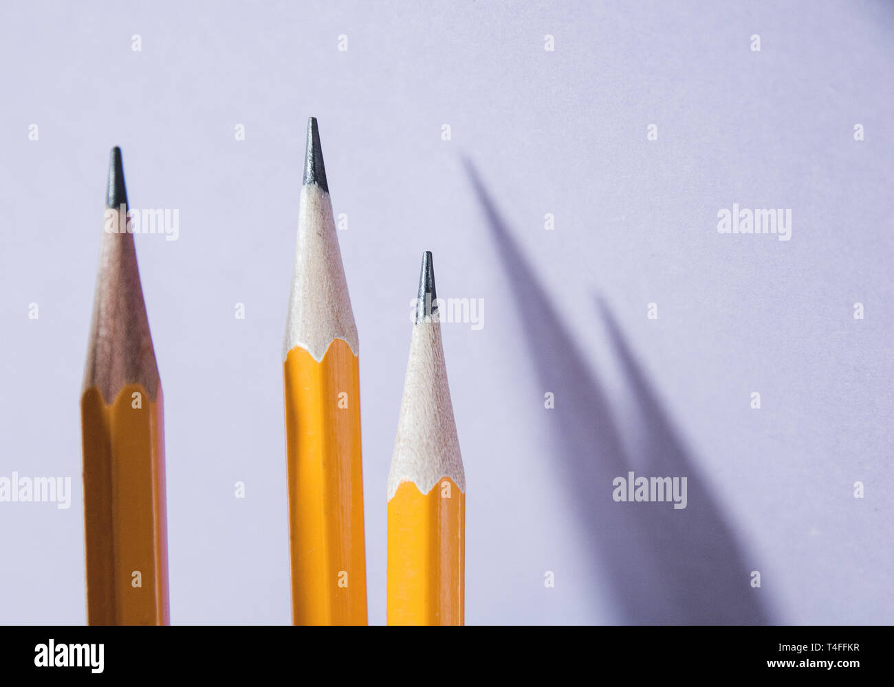 simple pencils purple background with copy space Stock Photo - Alamy