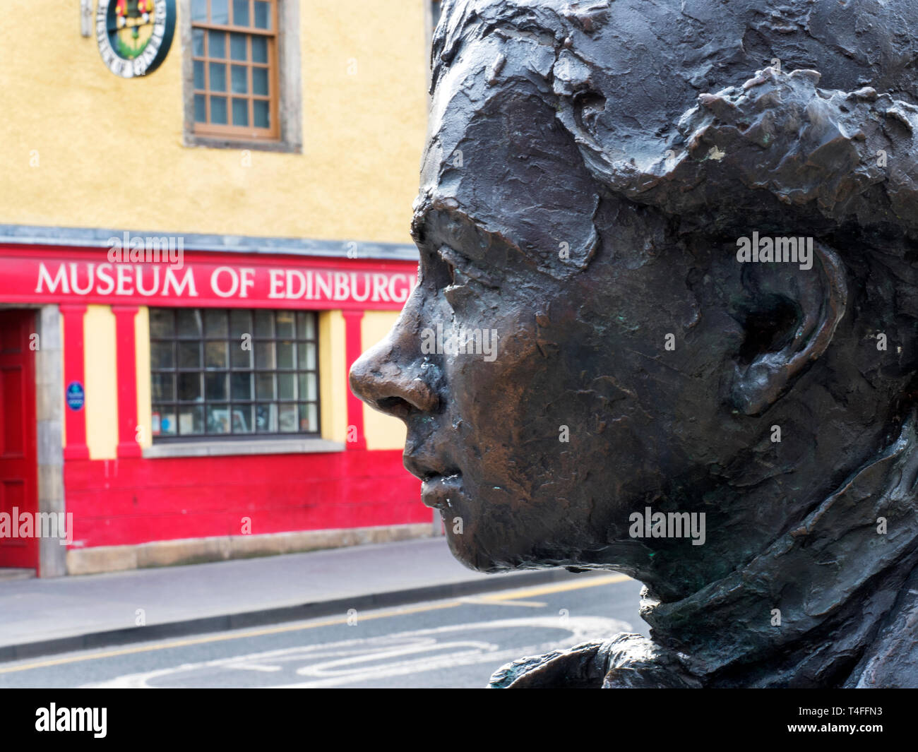 Statue of poet  opposite the Museum of Edinburgh on Canongate The Royal Mile Edinburgh Scotland Stock Photo