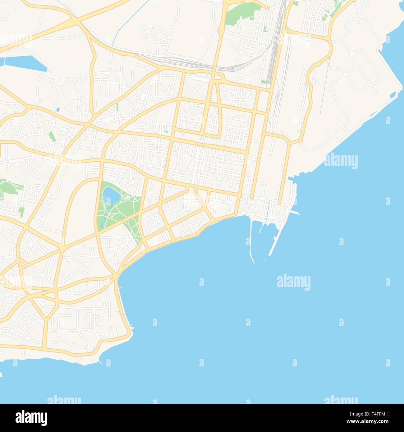 Printable map of Saint-Nazaire, France with main and secondary roads ...