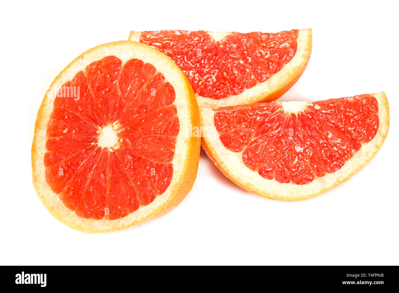 Grapefruit halves isolated on white background Stock Photo