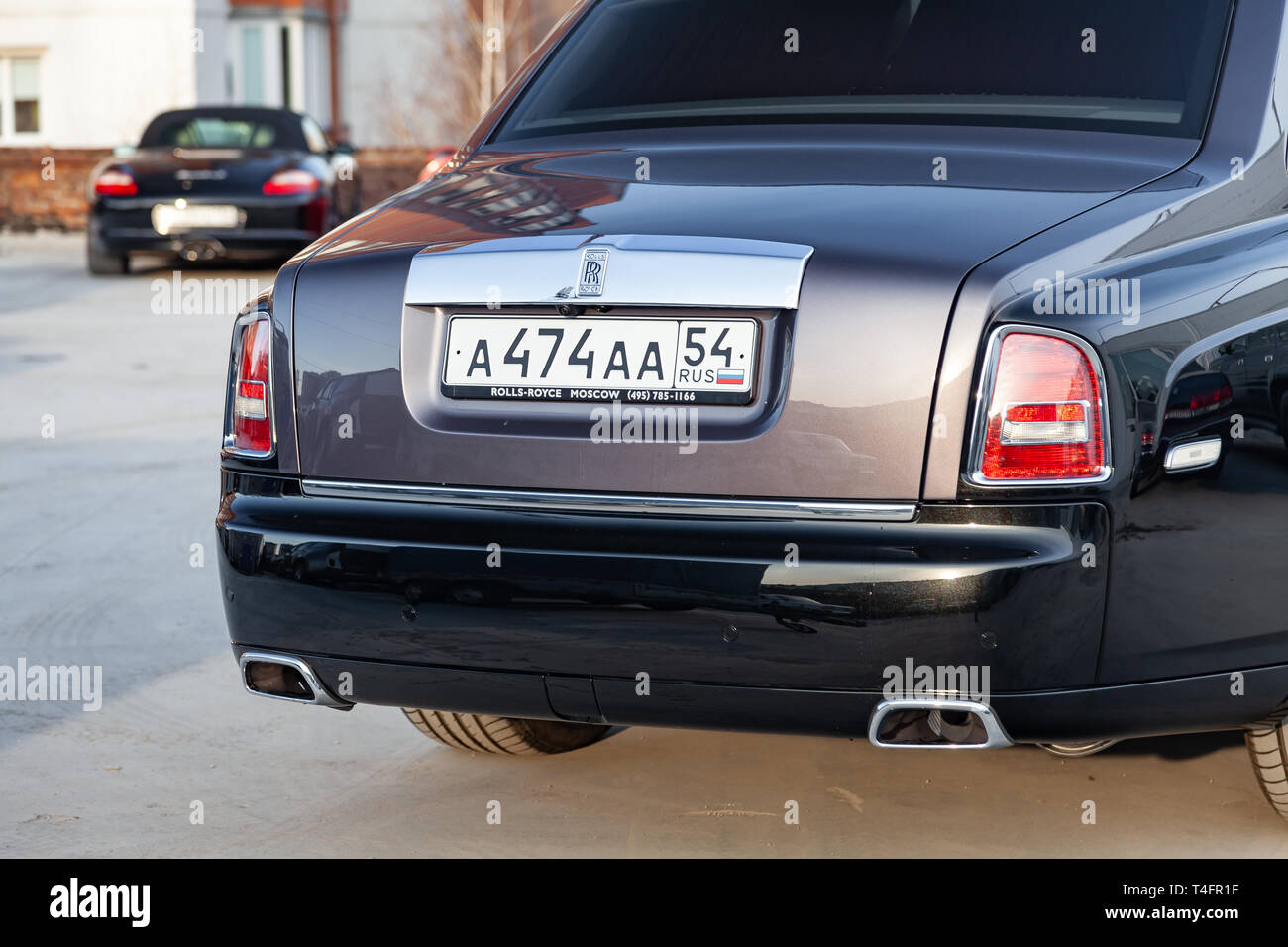 Expensive Car Rear Novosibirsk, Russia - 04.11.2019: Rear view of new a very expensive ...