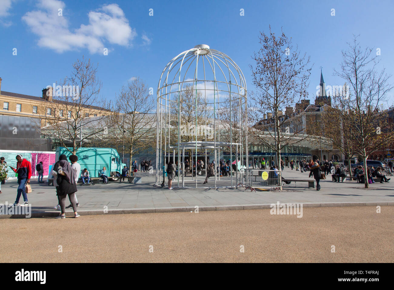 Giant Birdcage swing (Identified Flying Object )outside ,Kings Cross