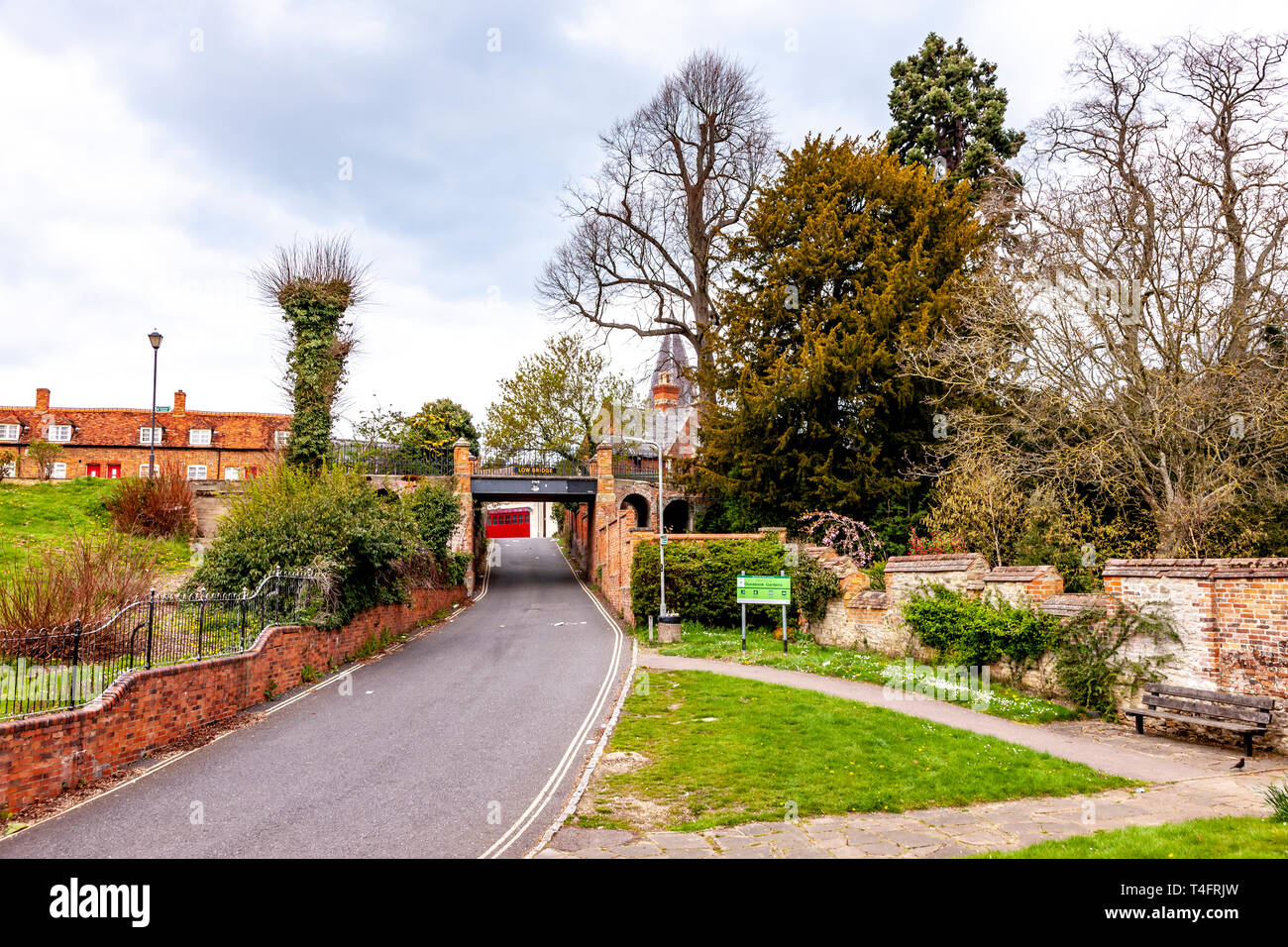 Newport Pagnell. Buckinghamshire. U.K. The  Tickford Bridge which was  Constructed in 1810 and believed to be the oldest working cast iron bridge in t Stock Photo