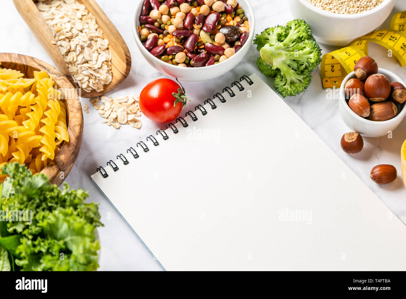 Mediterranean diet concept meat, fish, fruits and vegetables Stock