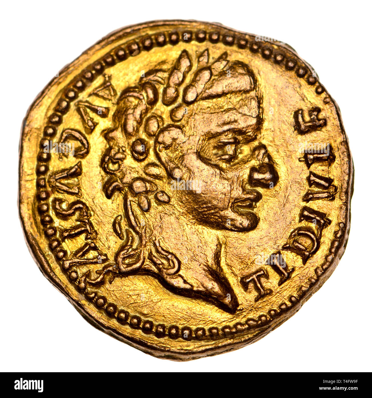 Roman Coin - Caesar Augustus Tiberius (replica) Stock Photo