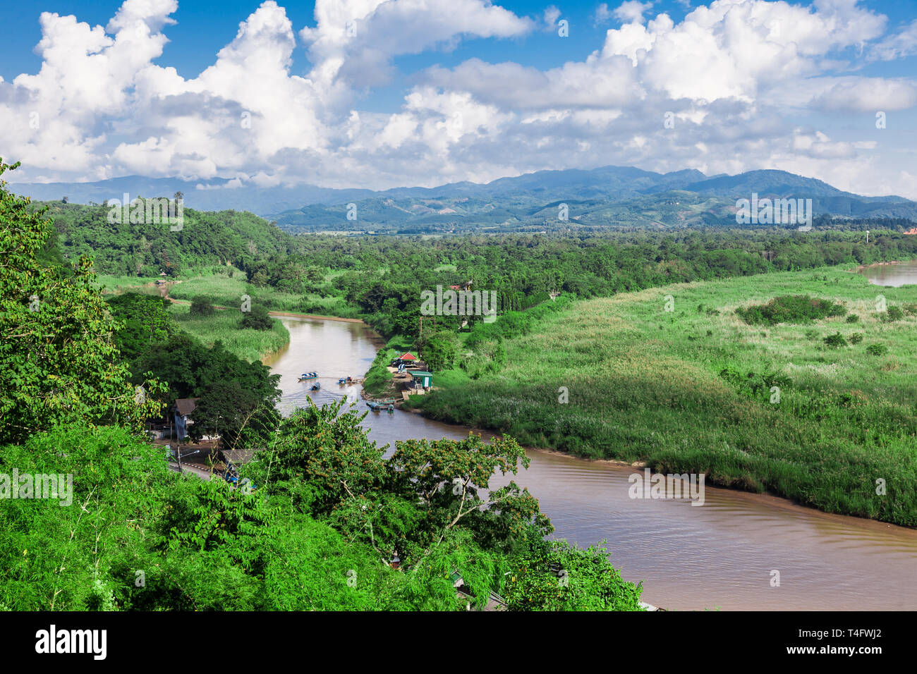 Golden Triangle at Mekong River, Chiang Rai Province, Thailand Stock Photo