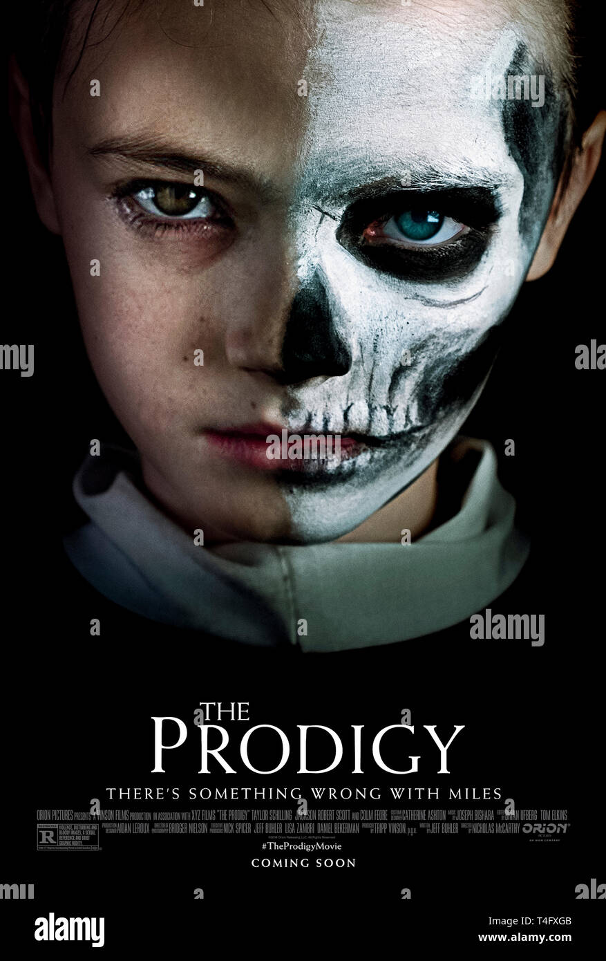 The Prodigy (2019) directed by Nicholas McCarthy and starring Jackson Robert Scott, Taylor Schilling and Peter Mooney. Supernatural horror, there’s something wrong with Miles. Stock Photo