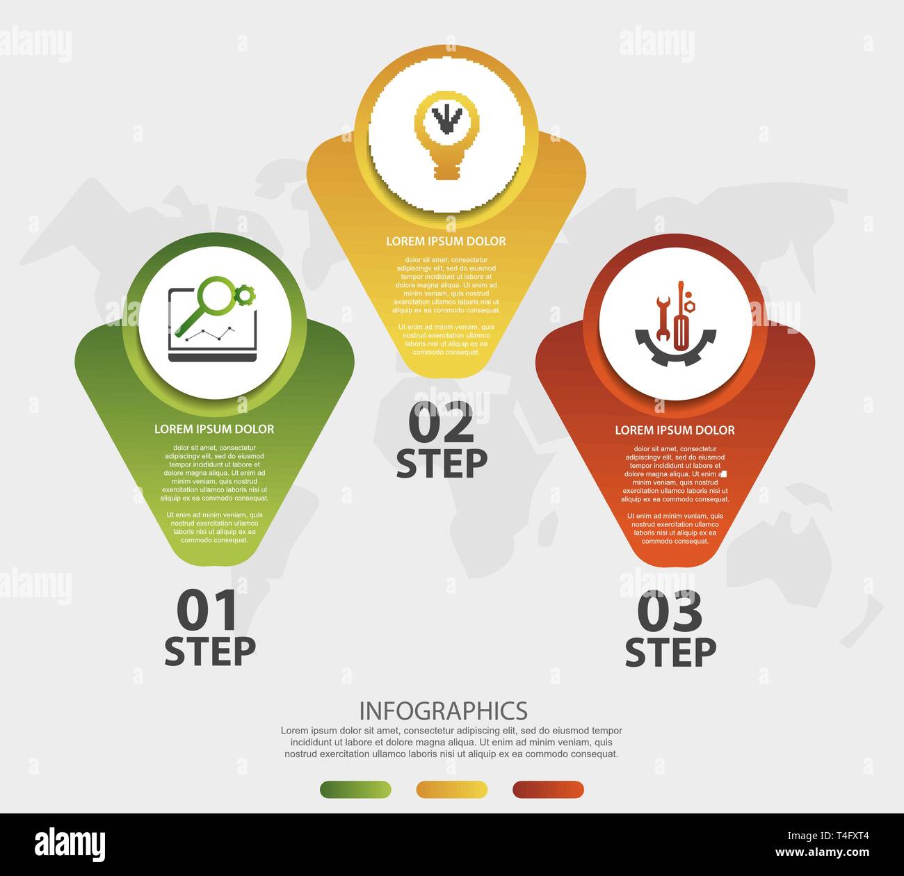 Modern 3D vector illustration. Circular infographic template with three ...
