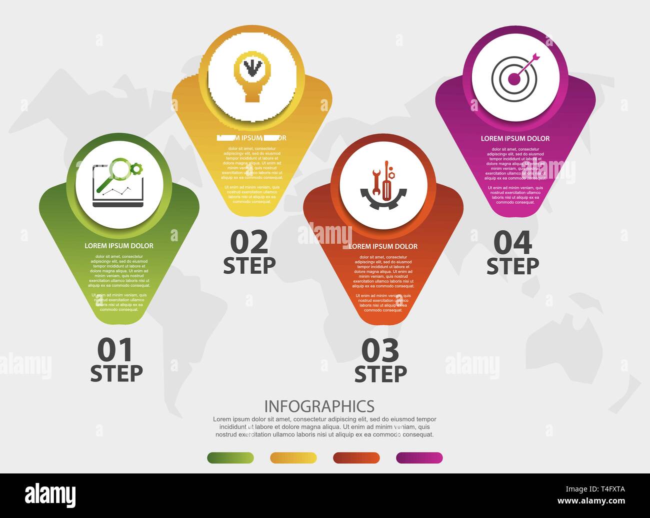 Modern 3D vector illustration. Circular infographic template with four ...