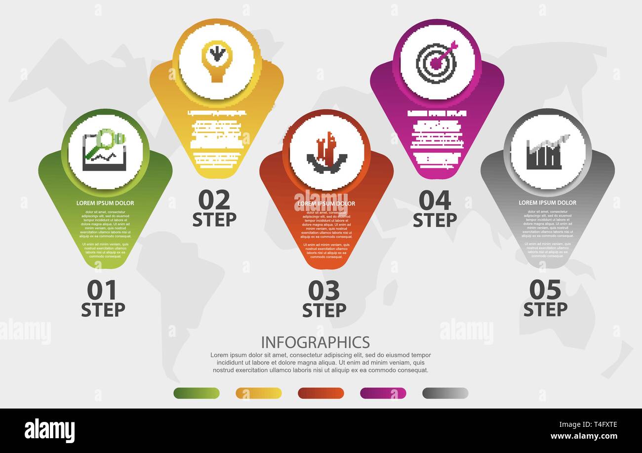 Modern 3D vector illustration. Infographic template with five elements ...