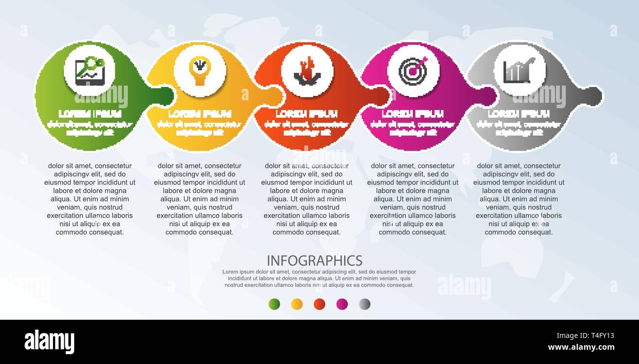 Modern 3D vector illustration. Circular infographic template with five ...