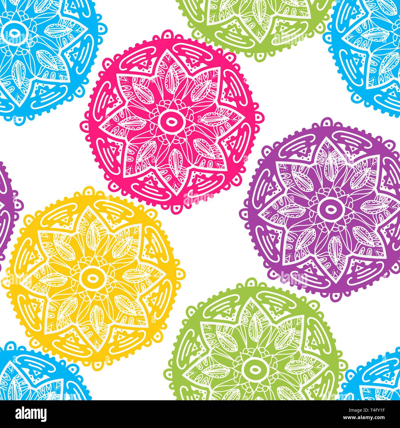 Seamless vector texture with abstract tribal rounded pattern Stock Vector