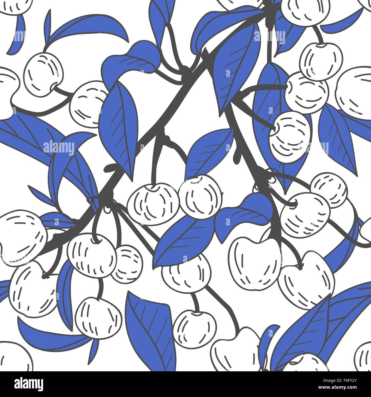 Seamless vector texture with cheries branch Stock Vector Image & Art ...
