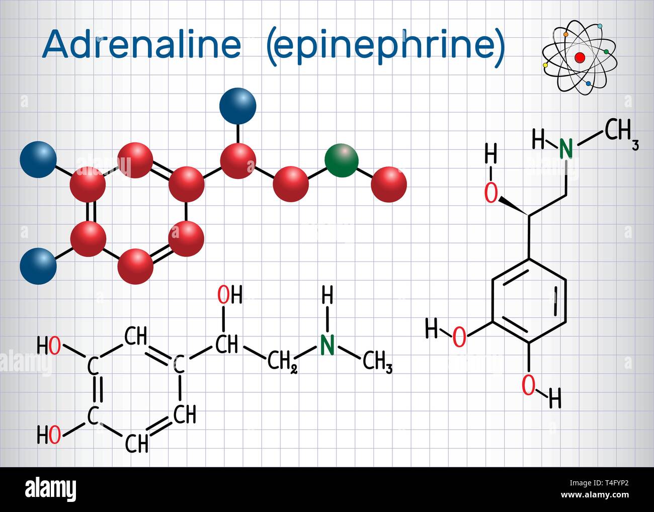 Adrenaline (epinephrine) molecule It is a hormone neurotransmitter Adrenaline (epinephrine) molecule It is a hormone neurotransmitter