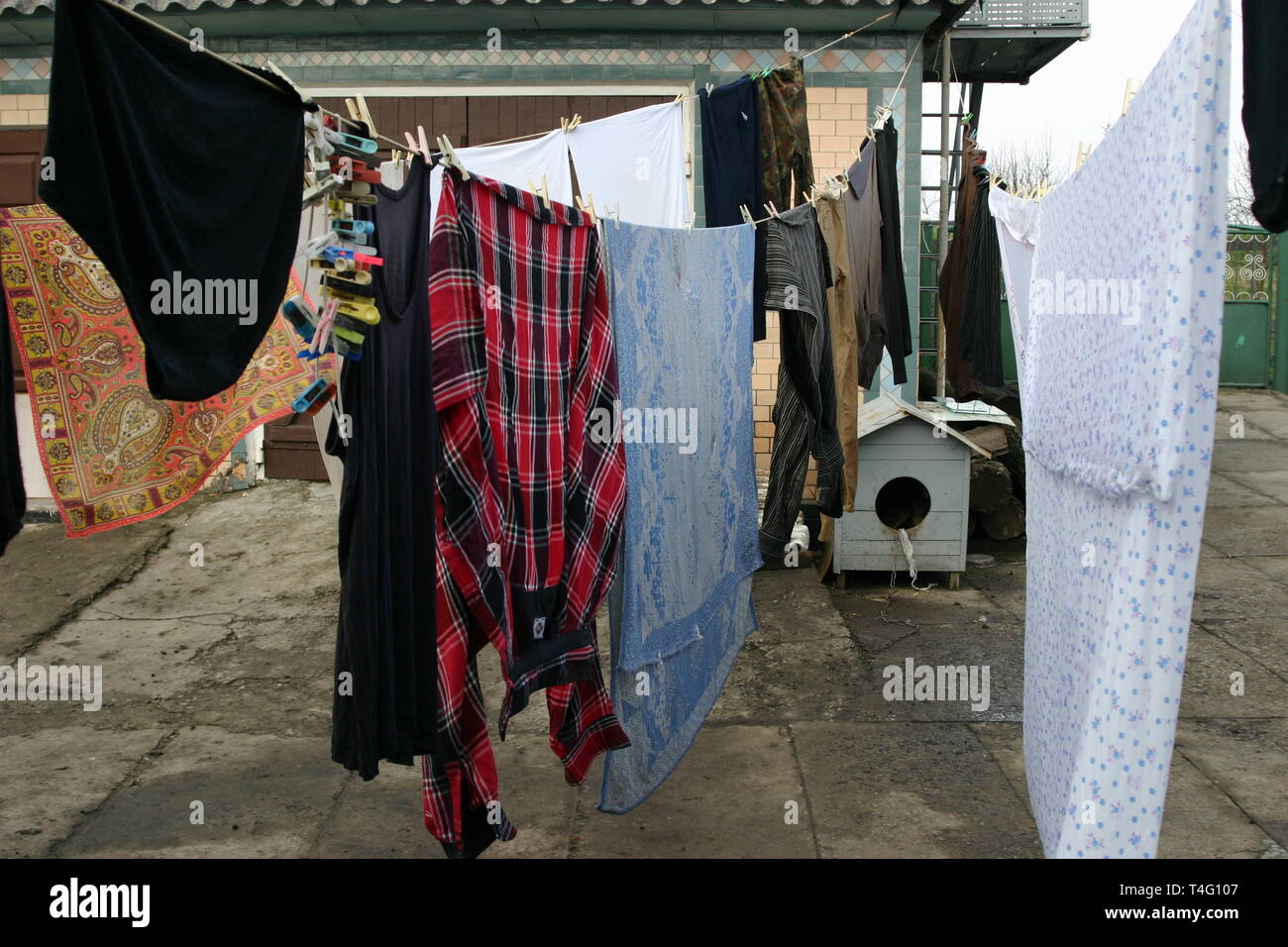 Laundry day in the Ukrainian village household Stock Photo Alamy