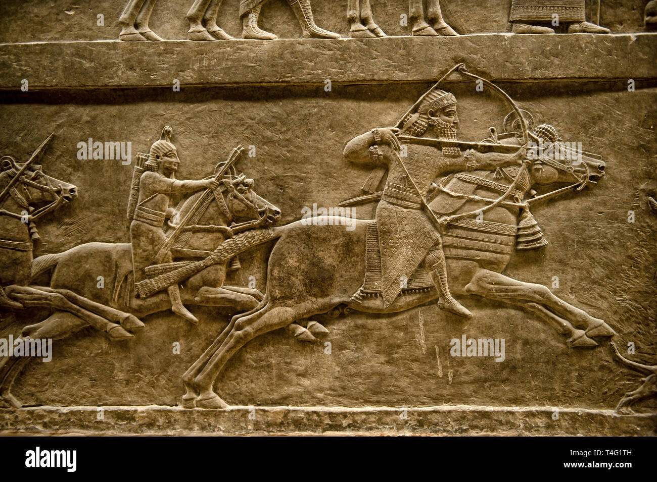 Assyrian relief sculpture panel of Ashurnasirpal lion hunting. From Nineveh  North Palace, Iraq, 668-627 B.C. British Museum Assyrian Archaeologic Stock  Photo - Alamy