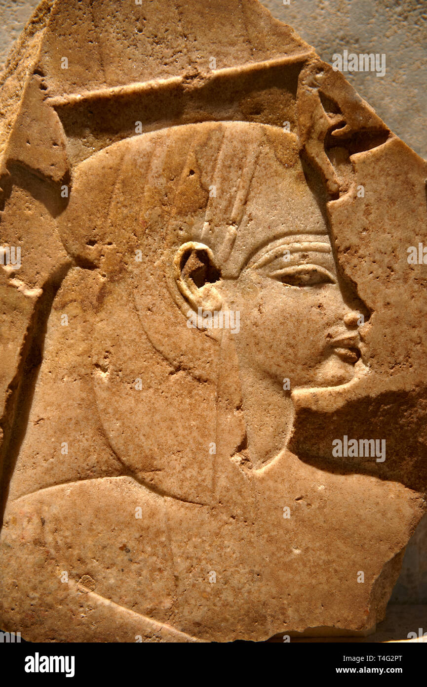 Quartz ancient Egyptian relief sculpture of Queen Tiy from the funerary