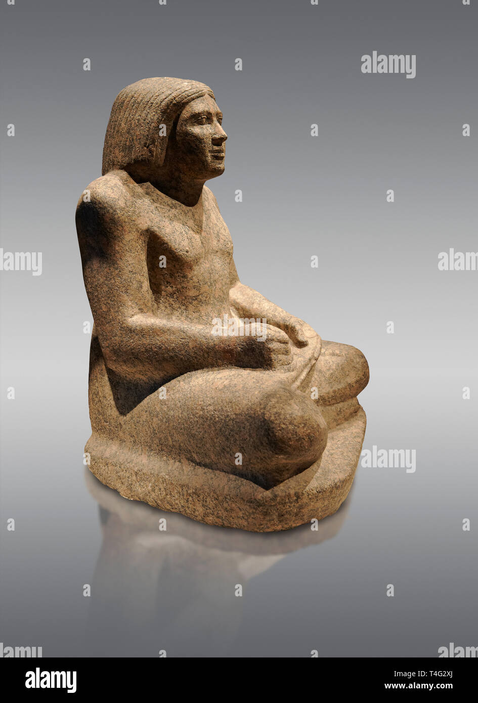 Ancient Egyptian statue from Thebes, 500 BC, Neues Museum Berlin Stock Photo