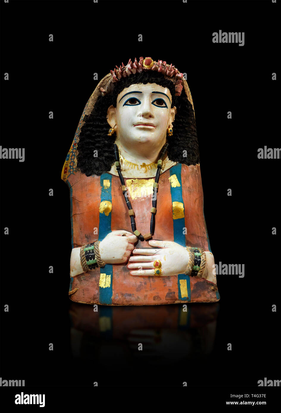 Early Roman mummy mask of a women from  Egypt 1st century BC . Neues Museum Berlin Cat No: AM 34434. Stock Photo