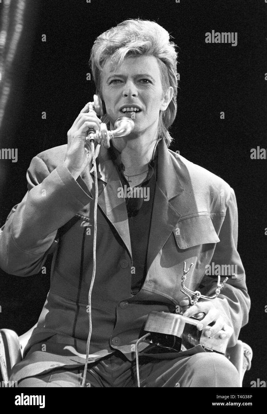 English singer David Bowie during his concert in West Berlin in front ...