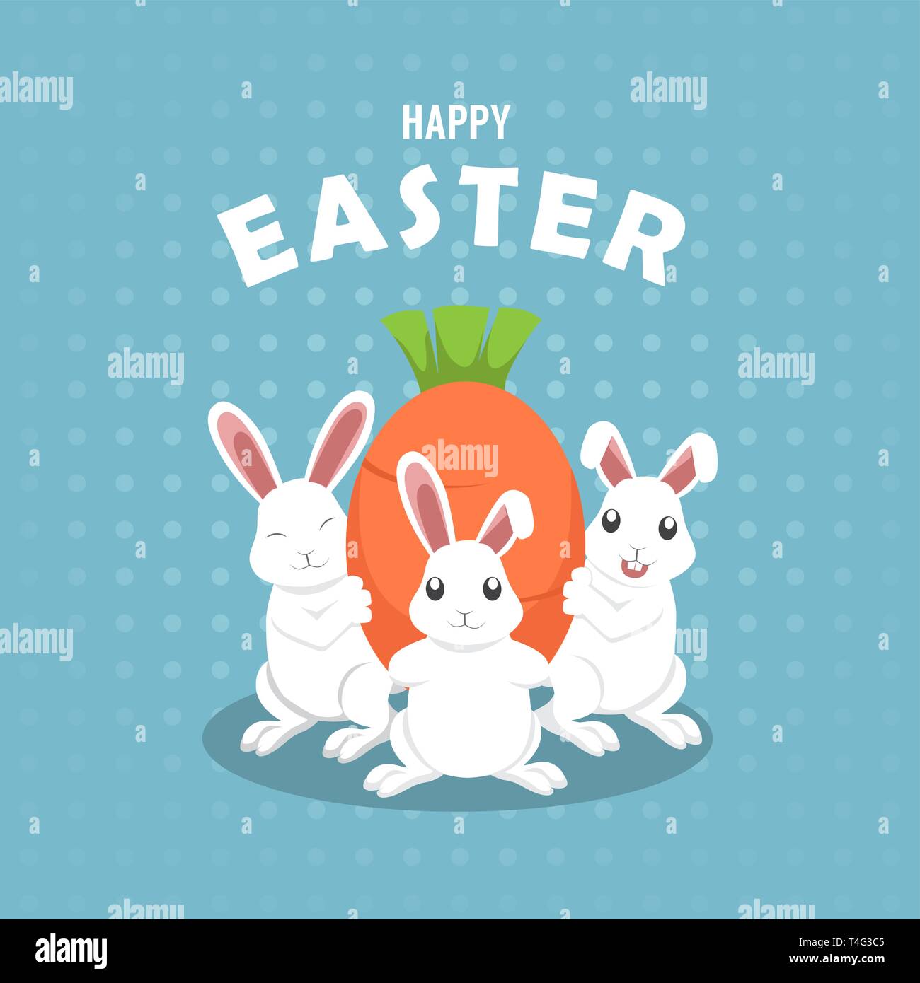 Greeting card and background with rabbits for Easter celebration Stock Vector