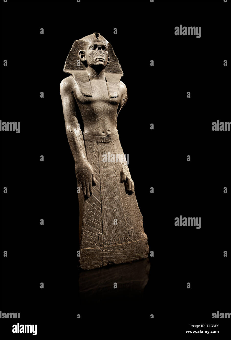 12 dynasty Egyptian statue of king Amenemhet III praying. 1840-1800 BC, Memphis. Neues  Museum, Berlin. Cat No AM1121 Stock Photo