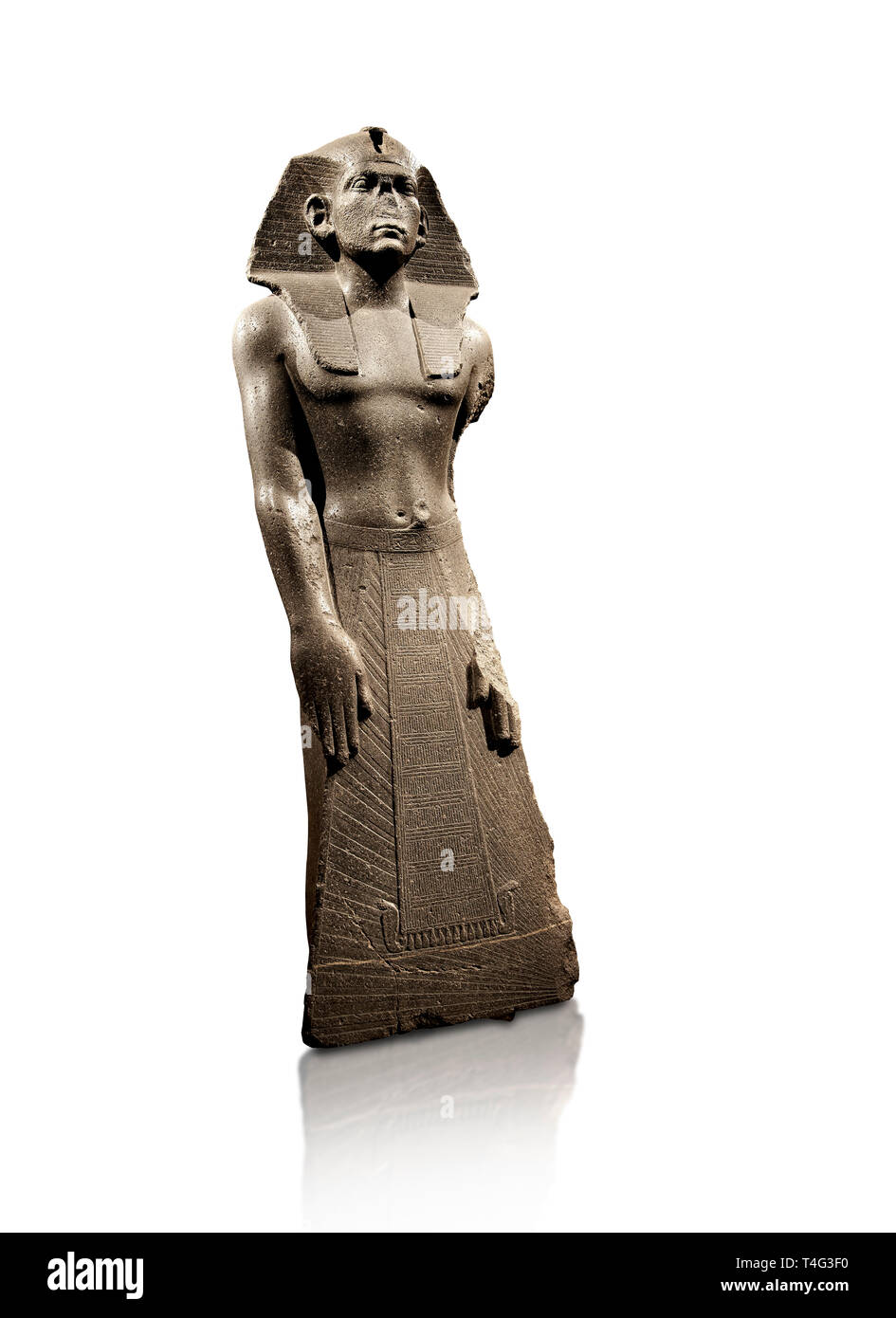 12 dynasty Egyptian statue of king Amenemhet III praying. 1840-1800 BC, Memphis. Neues  Museum, Berlin. Cat No AM1121 Stock Photo