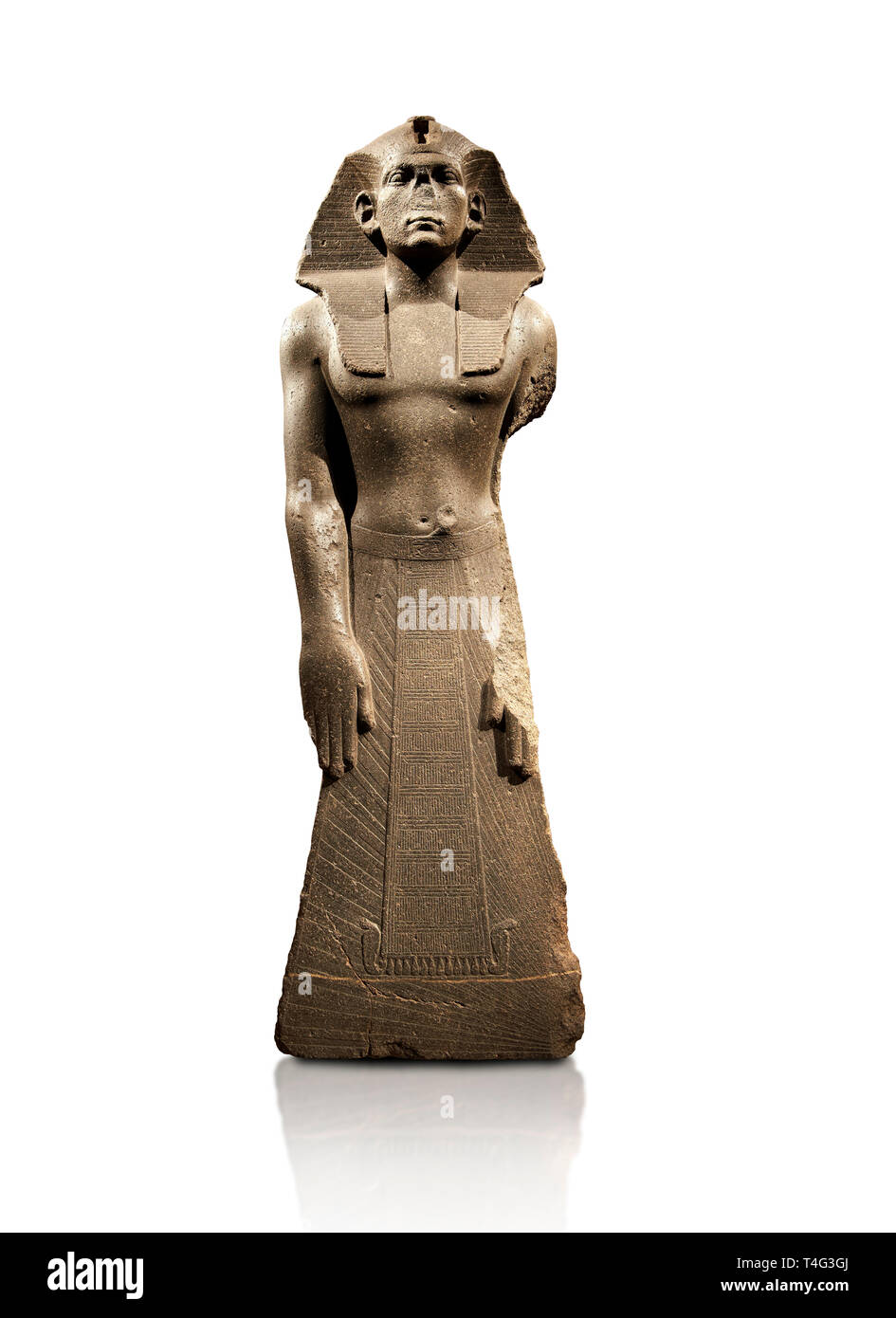 12 dynasty Egyptian statue of king Amenemhet III praying. 1840-1800 BC, Memphis. Neues  Museum, Berlin. Cat No AM1121 Stock Photo