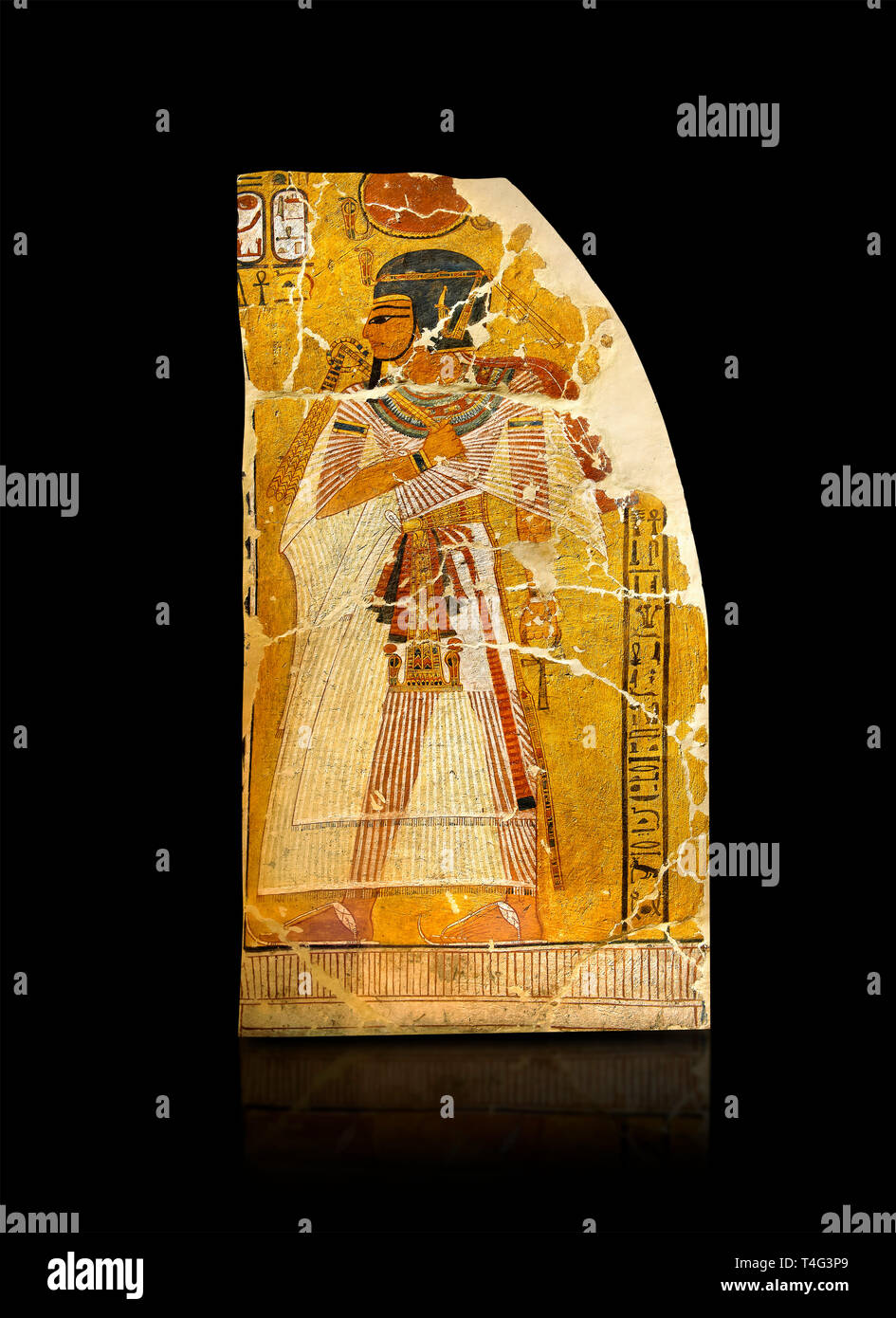 Egyptian painting on stucco of Pharaoh Amenhotep I. 11152-1145BC, Thebes. Neues Reiche Museum, Berlin. Cat No AM2061 Stock Photo