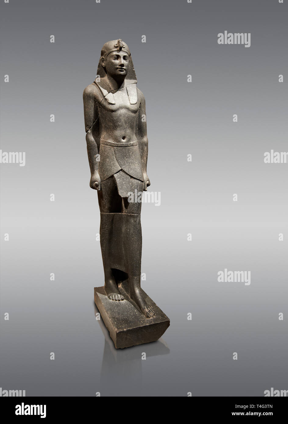 Ancient Ptolemaic Egyptian basalt statue of Ptolemy III, 220 BC . Neues Museum Berlin. Cat No: 14764 Stock Photo