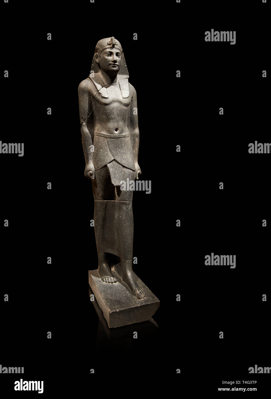 Ancient Ptolemaic Egyptian basalt statue of Ptolemy III, 220 BC . Neues Museum Berlin. Cat No: 14764 Stock Photo