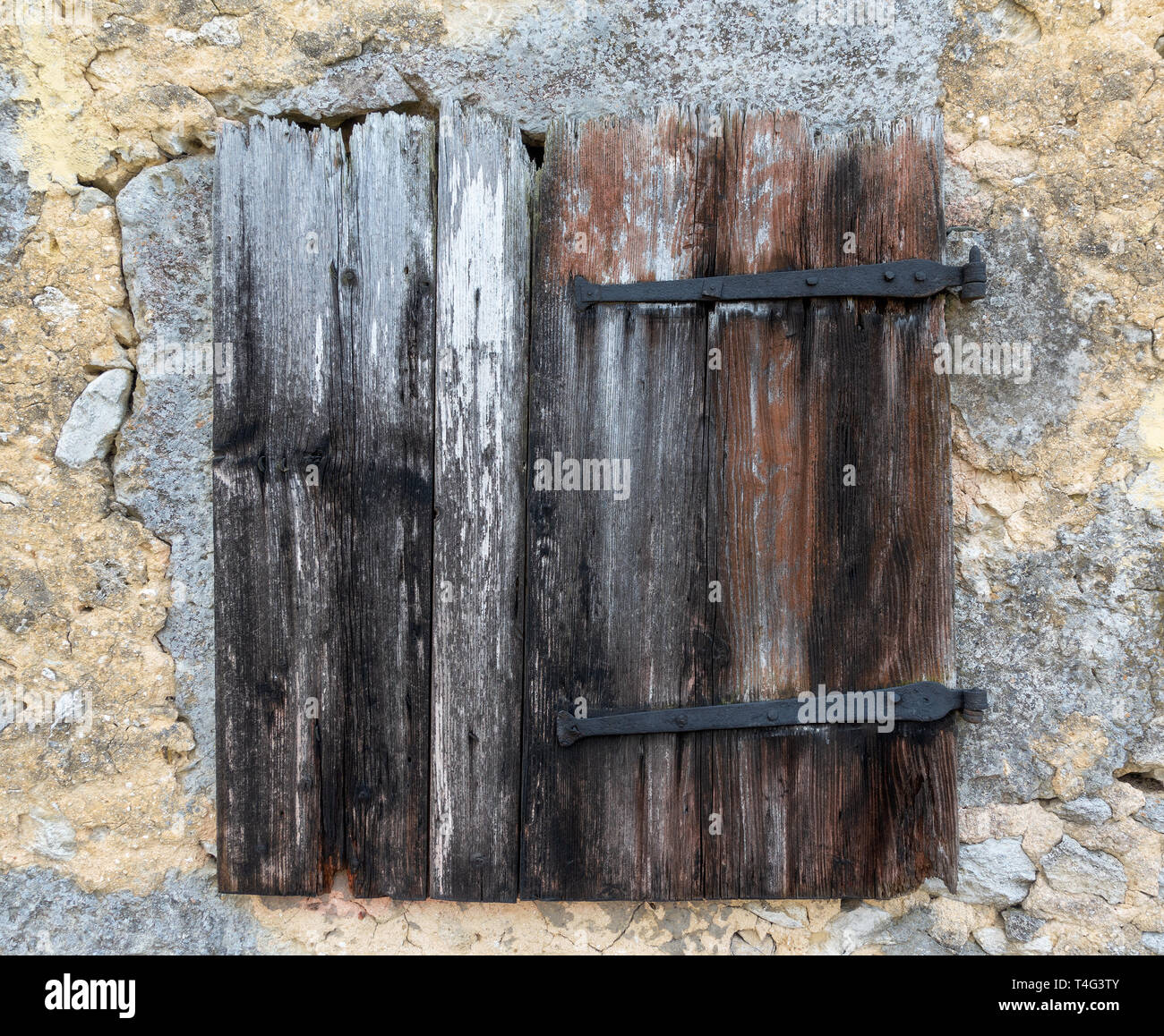 Very old, closed shutter Stock Photo