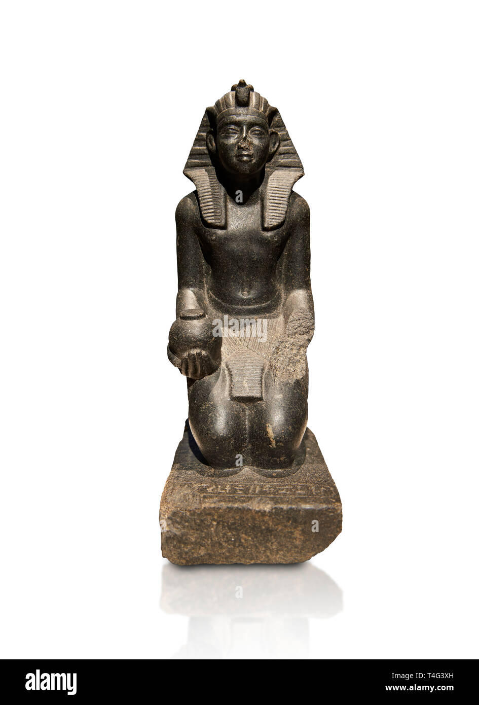 Ancient Egyptian granite statue of Sobekhotep V kneeling with ointment
