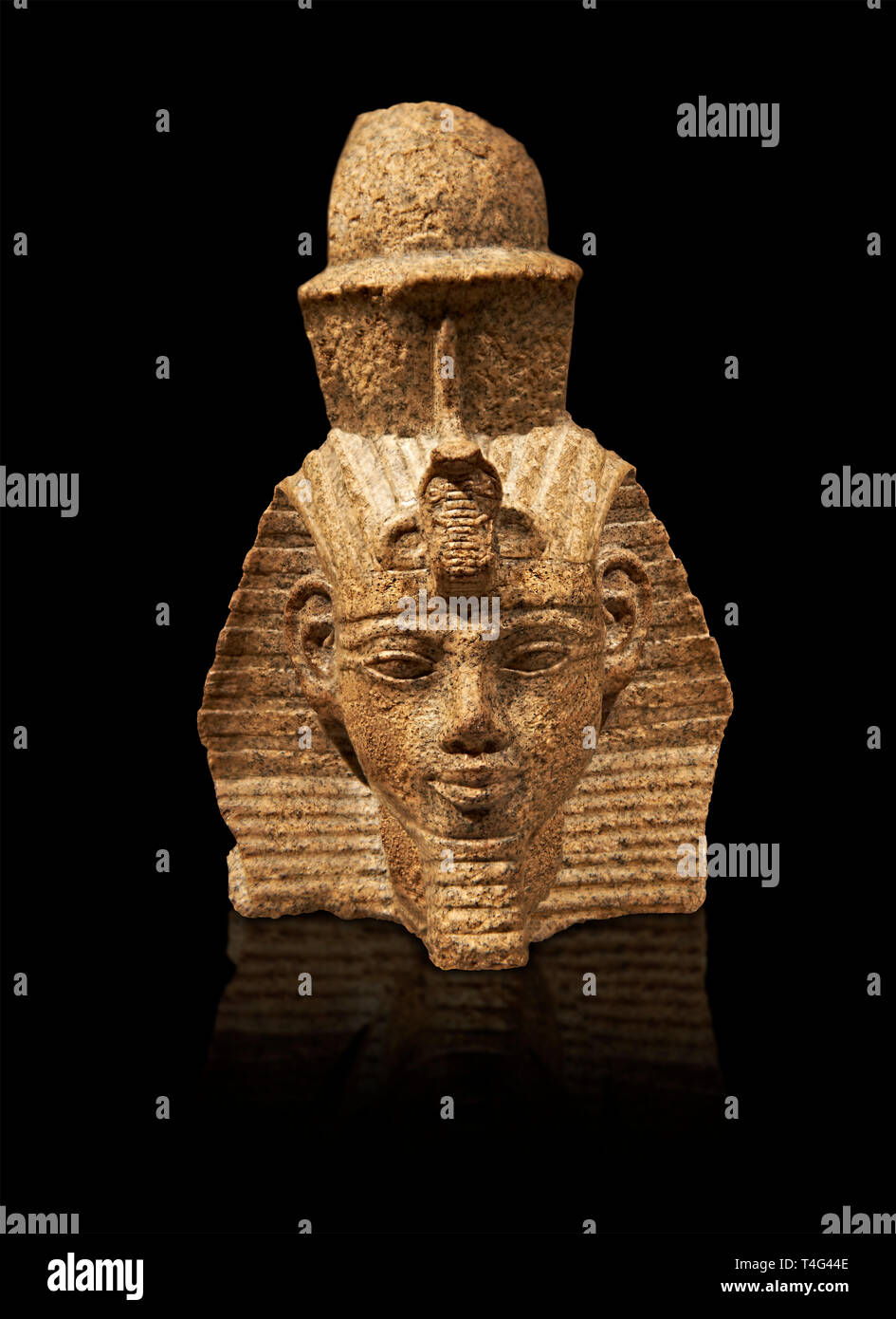 Ancient Egyptian head of a statue  of king Amenhotep III,  Egypt 18  Dynasty  (1360BC) Berlin Neues Museum Berlin Stock Photo