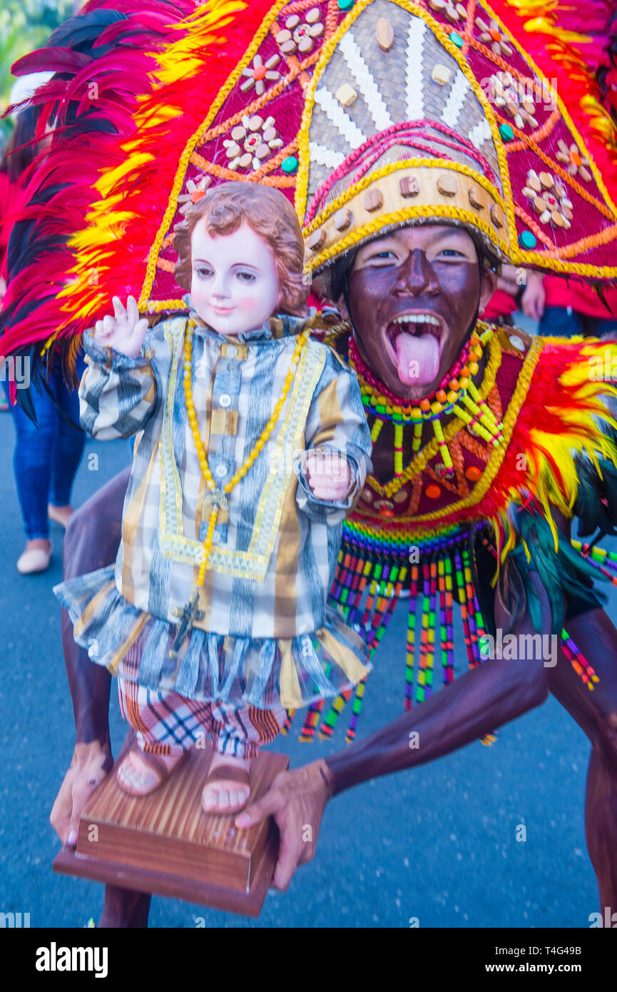 Participant in the Dinagyang Festival in Iloilo Philippines Stock Photo