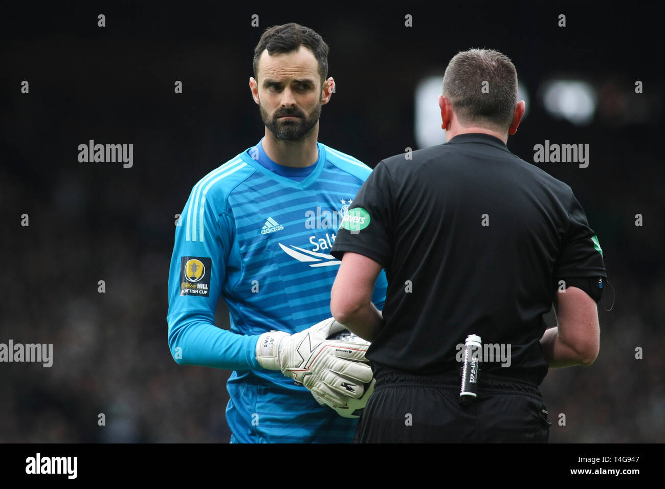 Glasgow, Scotland - April 14. Joe Lewis of Aberdeen  during the William Hill Scottish Cup semi final between Celtic and Aberdeen Stock Photo